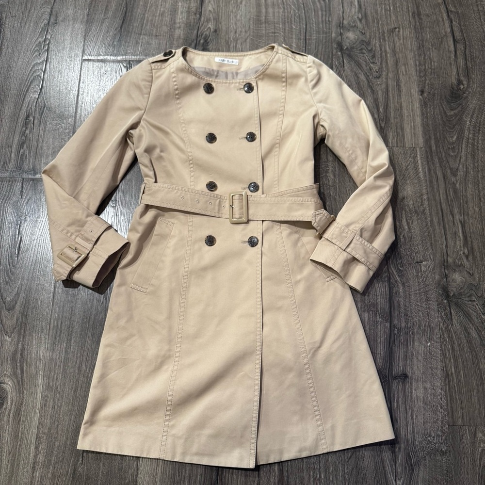 Ofuon Women's Tan belted Trench Coat 160/84Y size small